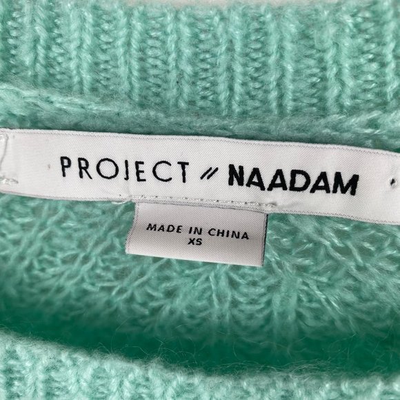 Project Naadam XS Sweater Pullover Bell Sleeve Tie Mint Green Open Knit Acrylic - Picture 6 of 11